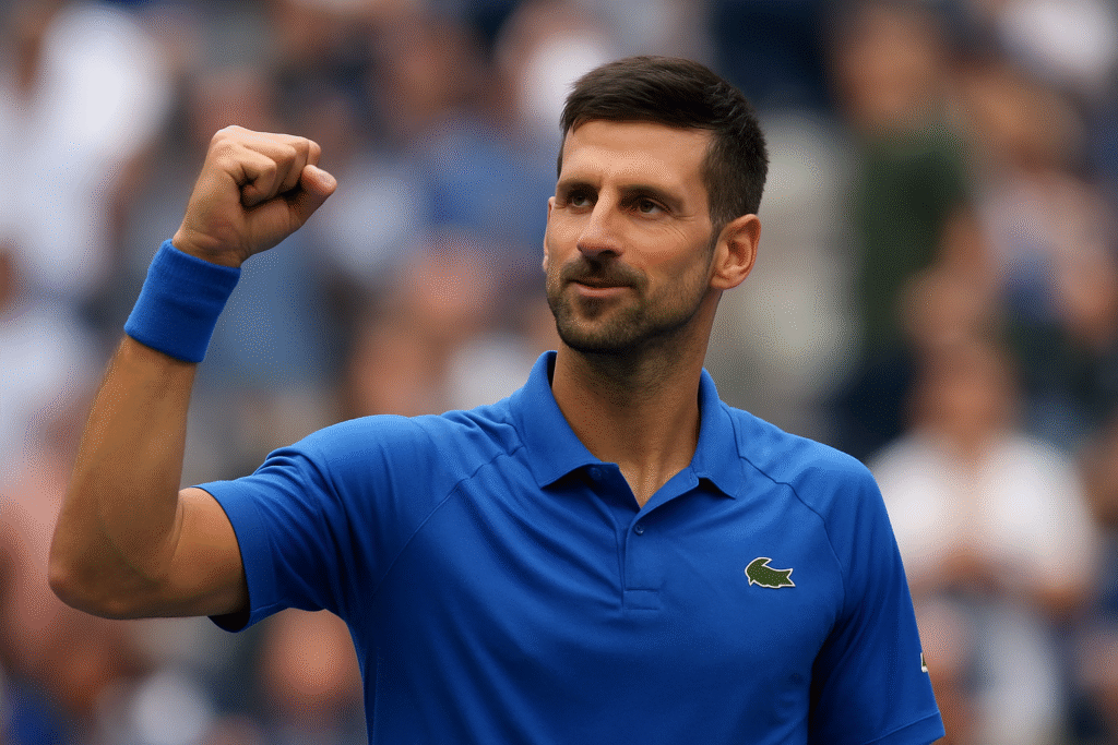 Novak Djokovic celebrates after winning the 2025 Cincinnati Masters final